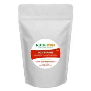 Buy goji berries online from Nutriyum in resealable pouch available in South Africa