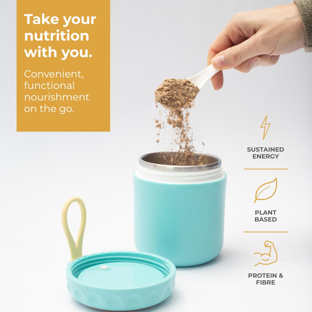 High protein plant-based cacao blend for nutrition on the go