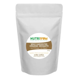 Buy mesquite powder online from Nutriyum wild harvested organic mesquite in resealable pouch South Africa